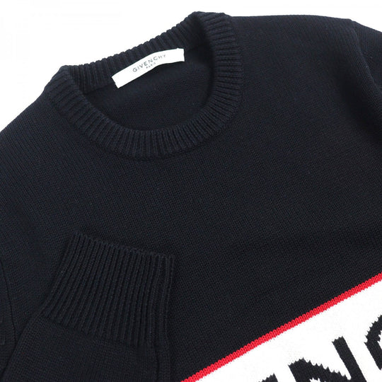 GIVENCHY knit BM900G400M Main: 100% wool Black Ivory Red Band Heavy Sweater mens S Used Authentic