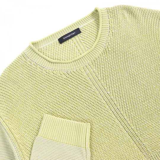 Ermenegildo Zegna knit UMC75 Main: 100% cotton Yellow green type mens 52 Used Authentic