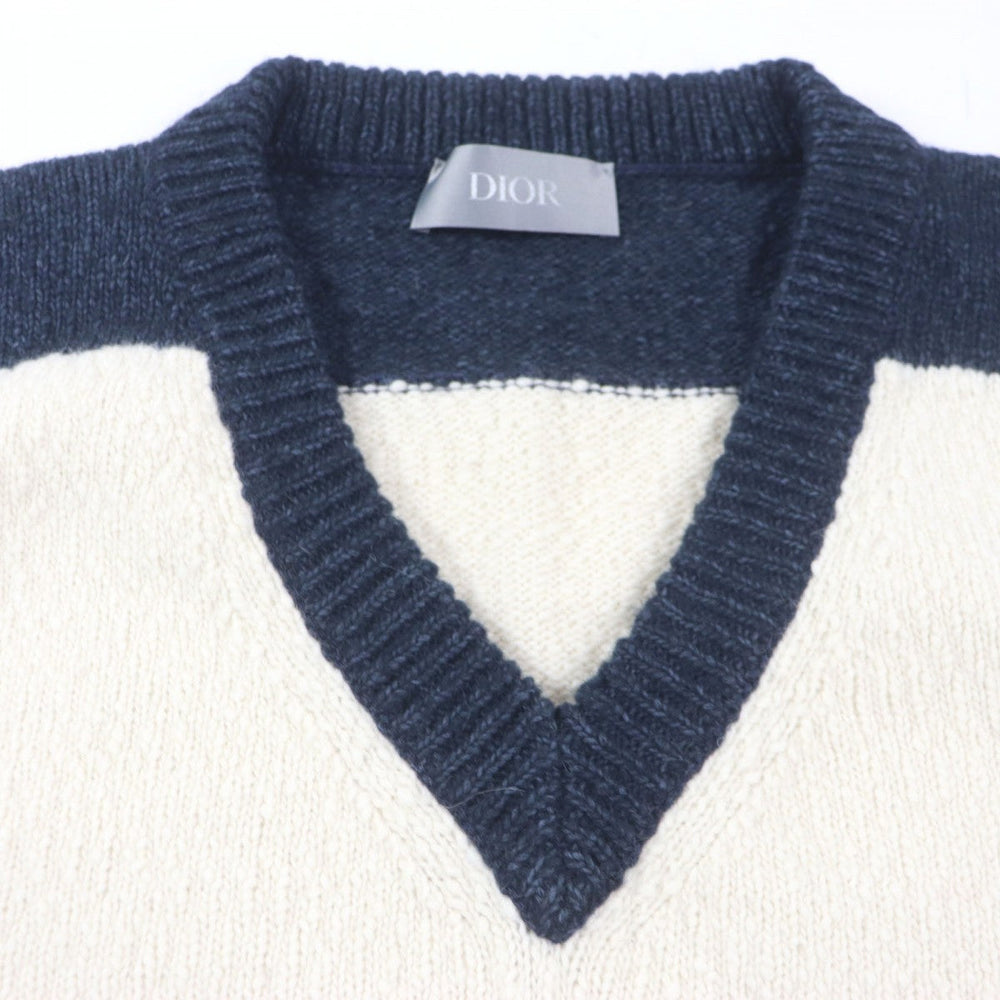 Dior Best 393M654AT657 Main: 45% wool, Main: 42% cotton, Main: 13% alpaca, Part: 100% polyester, Part: 100% rayon Ivory navy mens XXL Used Authentic