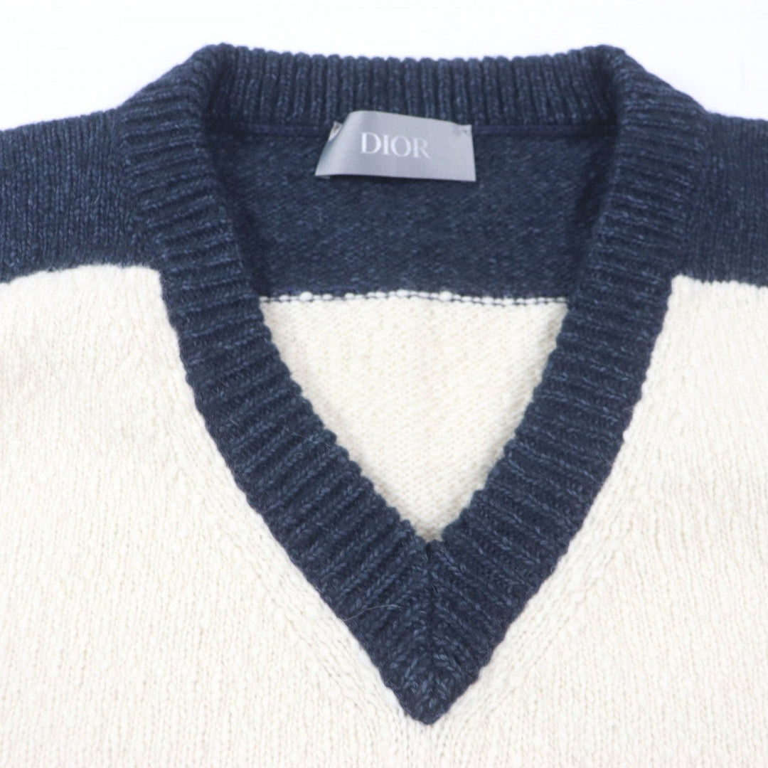 Dior Best 393M654AT657 Main: 45% wool, Main: 42% cotton, Main: 13% alpaca, Part: 100% polyester, Part: 100% rayon Ivory navy mens XXL Used Authentic