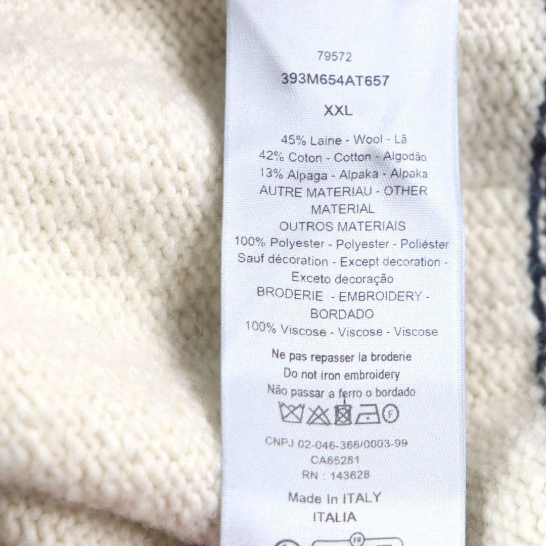 Dior Best 393M654AT657 Main: 45% wool, Main: 42% cotton, Main: 13% alpaca, Part: 100% polyester, Part: 100% rayon Ivory navy mens XXL Used Authentic