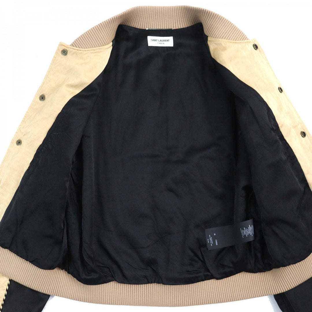 SAINT LAURENT PARIS Stajan 643883 Outer: 54% rayon, Outer: 46% linen, Part: 42% acrylic, Part: 42% wool, Part: 10% nylon, Filling: 100% polyester, Lining: 60% cupra, 40% cotton, Lining pocket: 100% cotton Gold black Teddy mens 46 Used Authentic