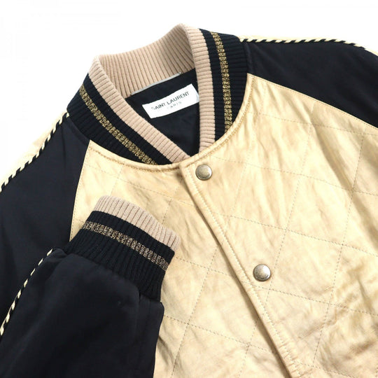 SAINT LAURENT PARIS Stajan 643883 Outer: 54% rayon, Outer: 46% linen, Part: 42% acrylic, Part: 42% wool, Part: 10% nylon, Filling: 100% polyester, Lining: 60% cupra, 40% cotton, Lining pocket: 100% cotton Gold black Teddy mens 46 Used Authentic