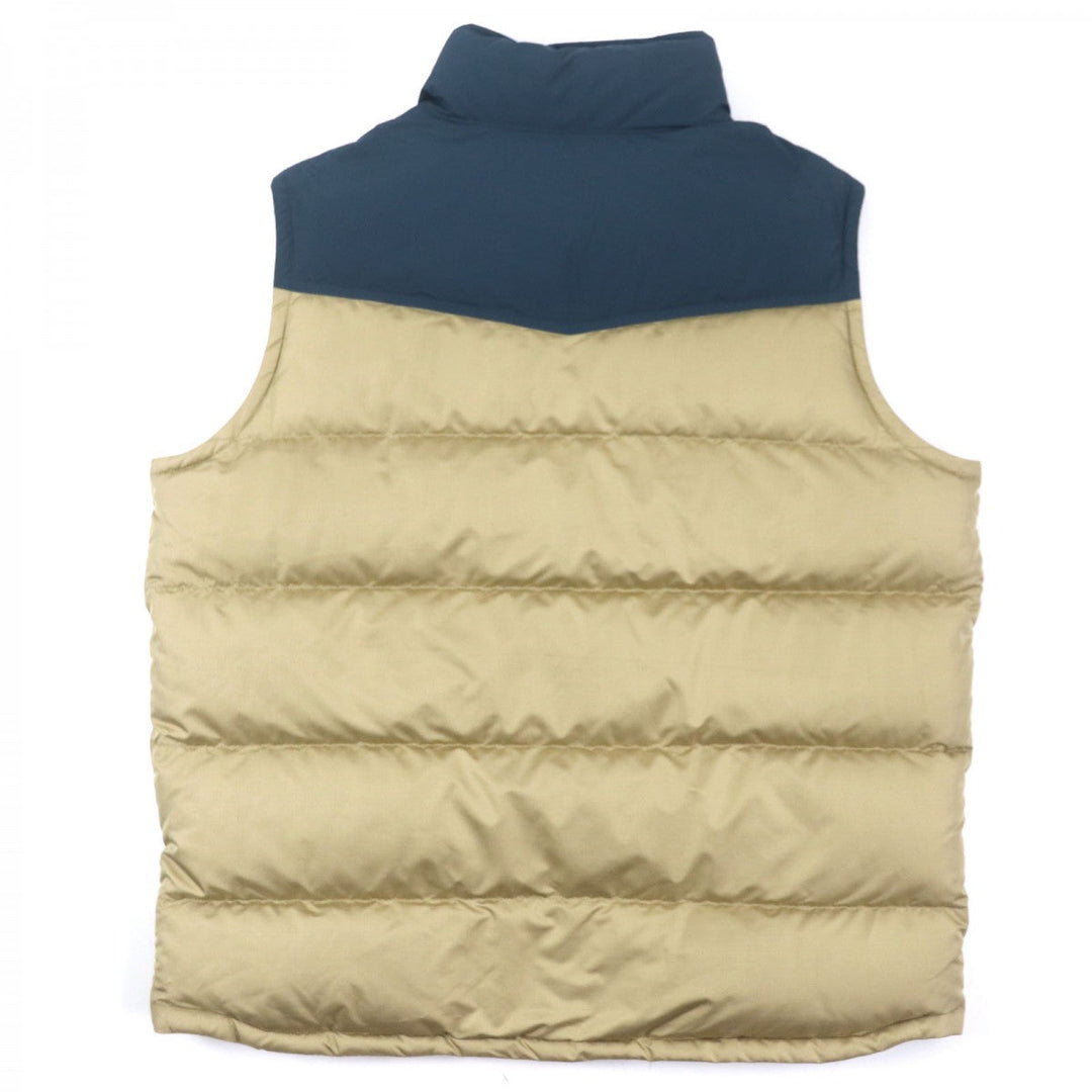 patagonia Down vest 27571 Outer: 100% polyester, Lining: 100% polyester, Filling: 80% down, Filling: 20% other Navy beige mens L Used Authentic