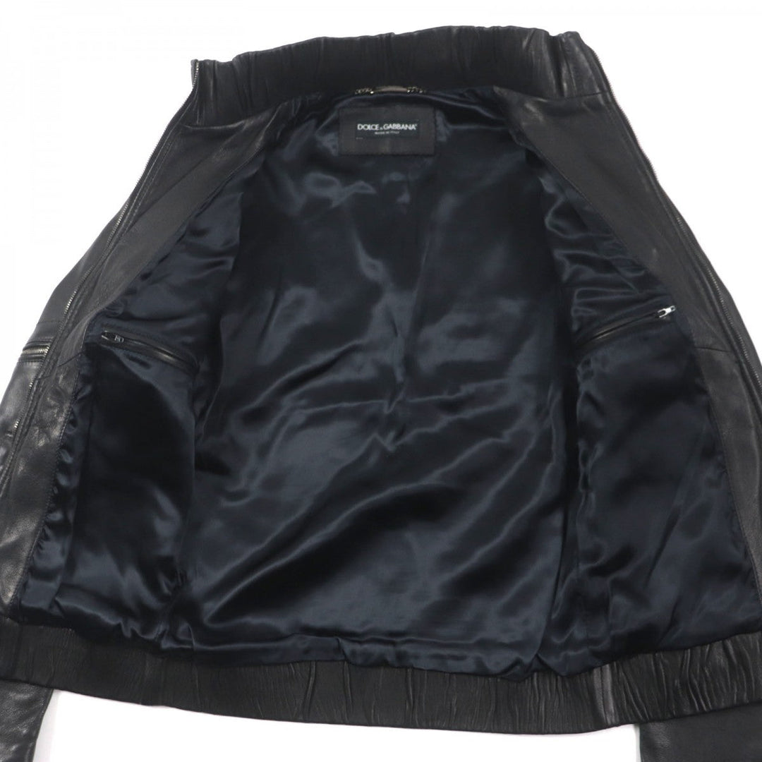 DOLCE&GABBANA Riders jacket Outer: 100% lamb leather, Lining: 100% viscose (rayon) black mens 44 Used Authentic
