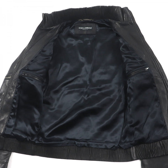 DOLCE&GABBANA Riders jacket Outer: 100% lamb leather, Lining: 100% viscose (rayon) black mens 44 Used Authentic