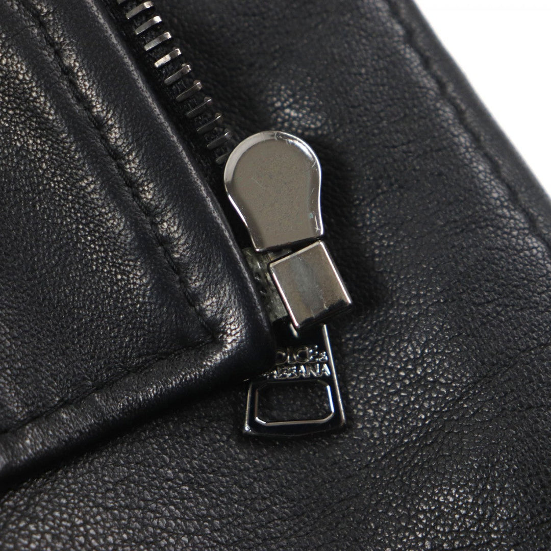 DOLCE&GABBANA Riders jacket Outer: 100% lamb leather, Lining: 100% viscose (rayon) black mens 44 Used Authentic