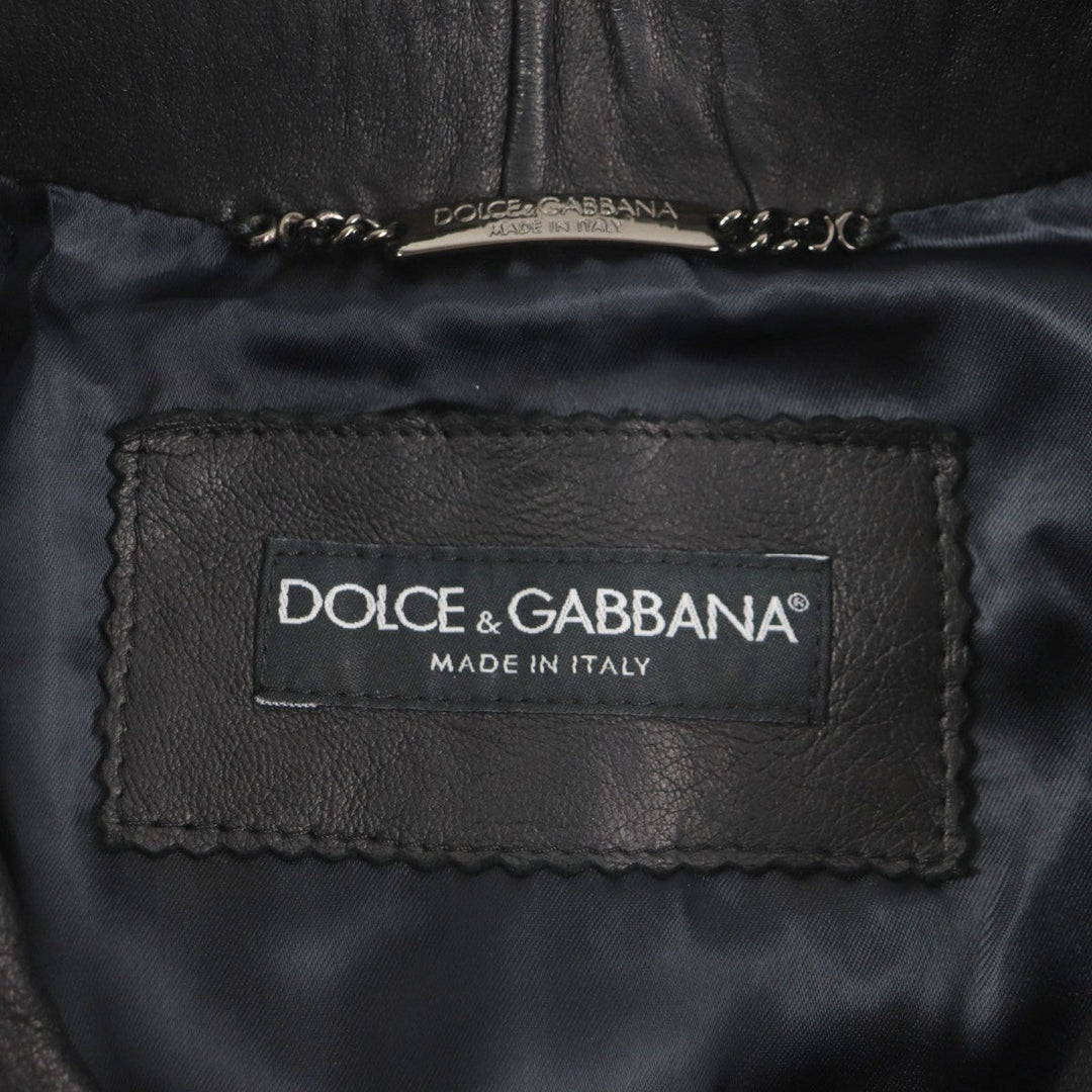 DOLCE&GABBANA Riders jacket Outer: 100% lamb leather, Lining: 100% viscose (rayon) black mens 44 Used Authentic