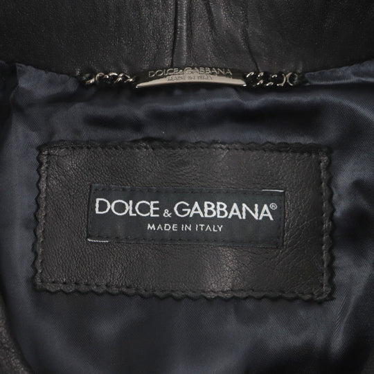DOLCE&GABBANA Riders jacket Outer: 100% lamb leather, Lining: 100% viscose (rayon) black mens 44 Used Authentic