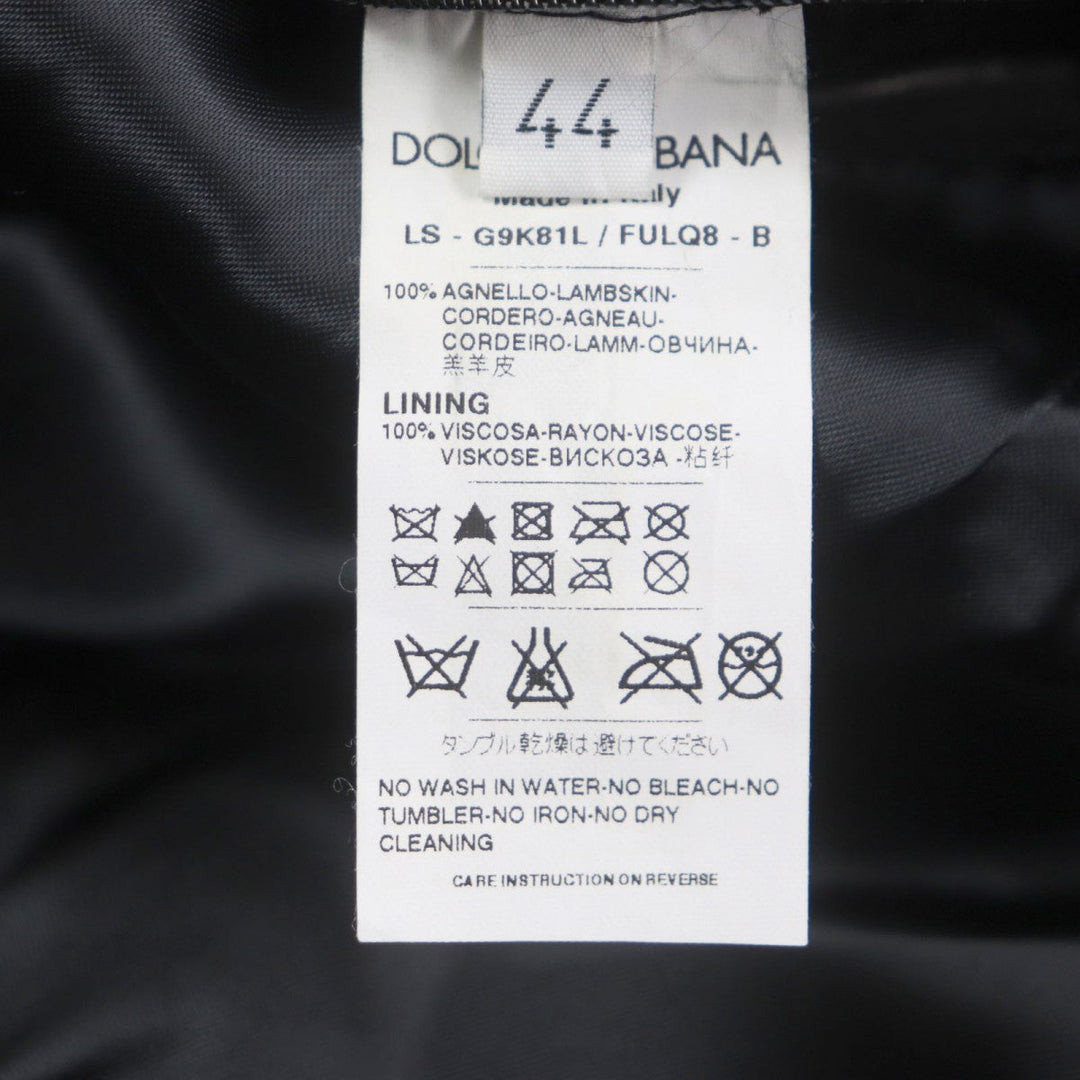 DOLCE&GABBANA Riders jacket Outer: 100% lamb leather, Lining: 100% viscose (rayon) black mens 44 Used Authentic