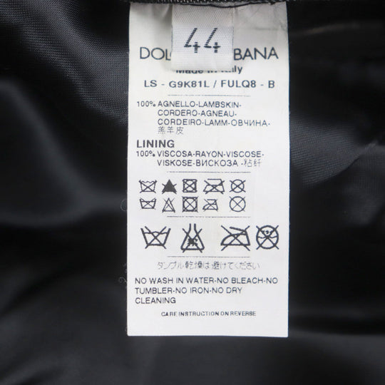 DOLCE&GABBANA Riders jacket Outer: 100% lamb leather, Lining: 100% viscose (rayon) black mens 44 Used Authentic