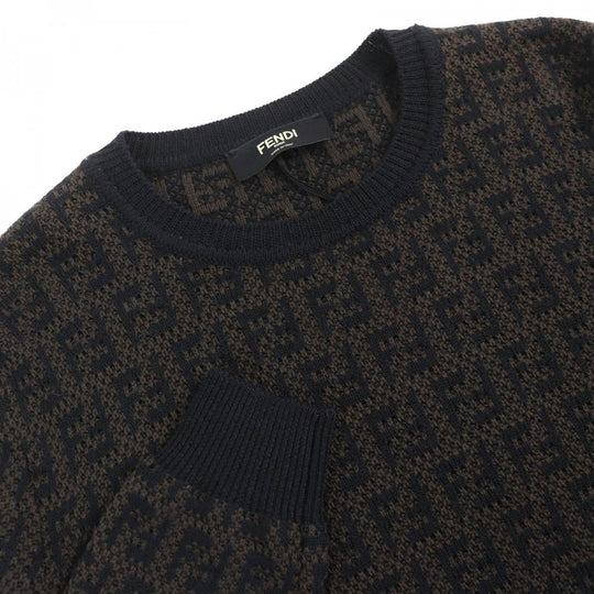 FENDI knit FZX034 Main: 54% wool, Main: 39% cotton, Main: 7% cashmere Black dark brown mens 50 Used Authentic