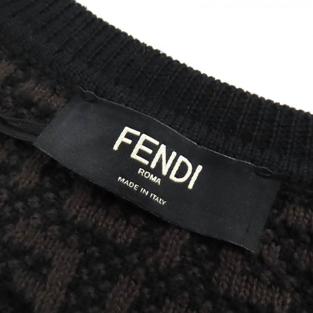 FENDI knit FZX034 Main: 54% wool, Main: 39% cotton, Main: 7% cashmere Black dark brown mens 50 Used Authentic