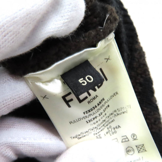 FENDI knit FZX034 Main: 54% wool, Main: 39% cotton, Main: 7% cashmere Black dark brown mens 50 Used Authentic