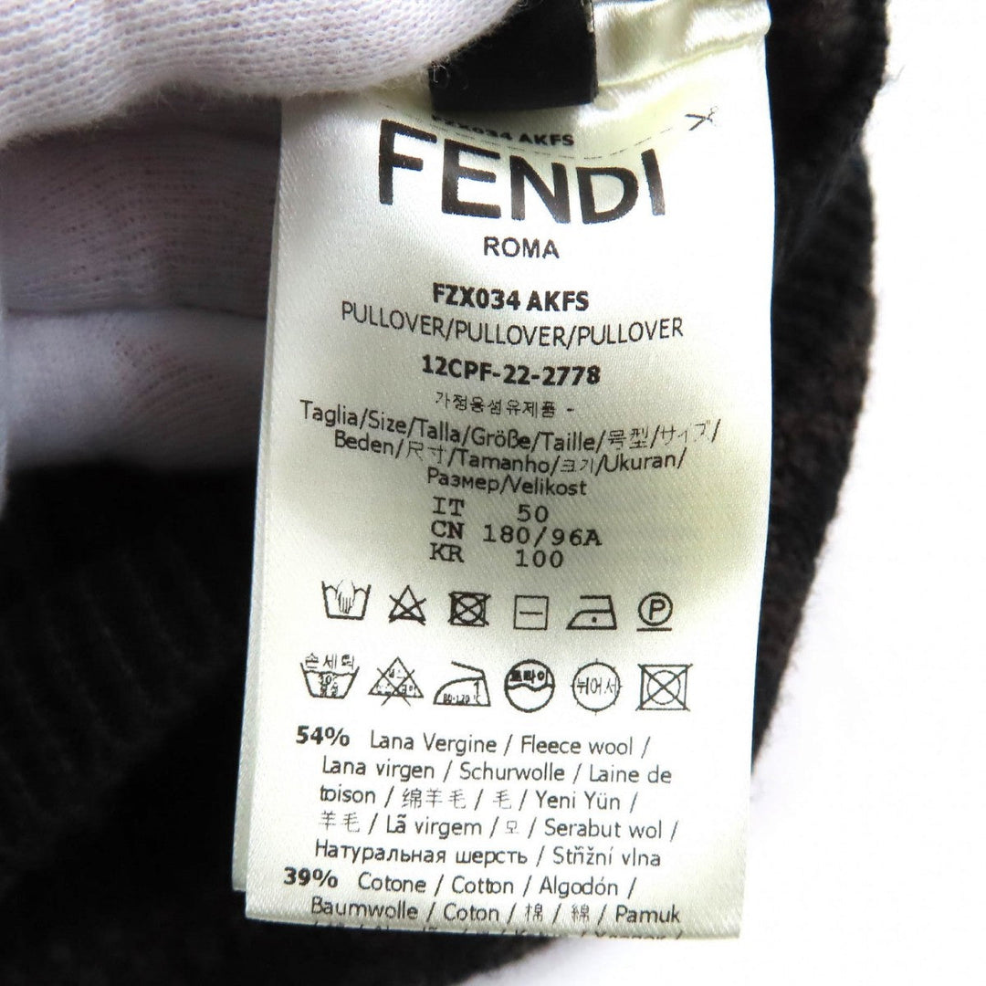 FENDI knit FZX034 Main: 54% wool, Main: 39% cotton, Main: 7% cashmere Black dark brown mens 50 Used Authentic