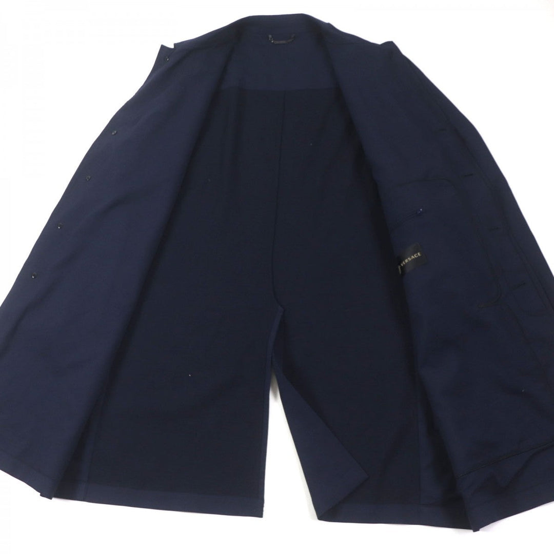 VERSACE Stainless collar coat Outer material: 70% wool, Outer material: 28% cotton, Outer material: 2% polyurethane, Lining: 100% cupra Navy mens 54 Used Authentic