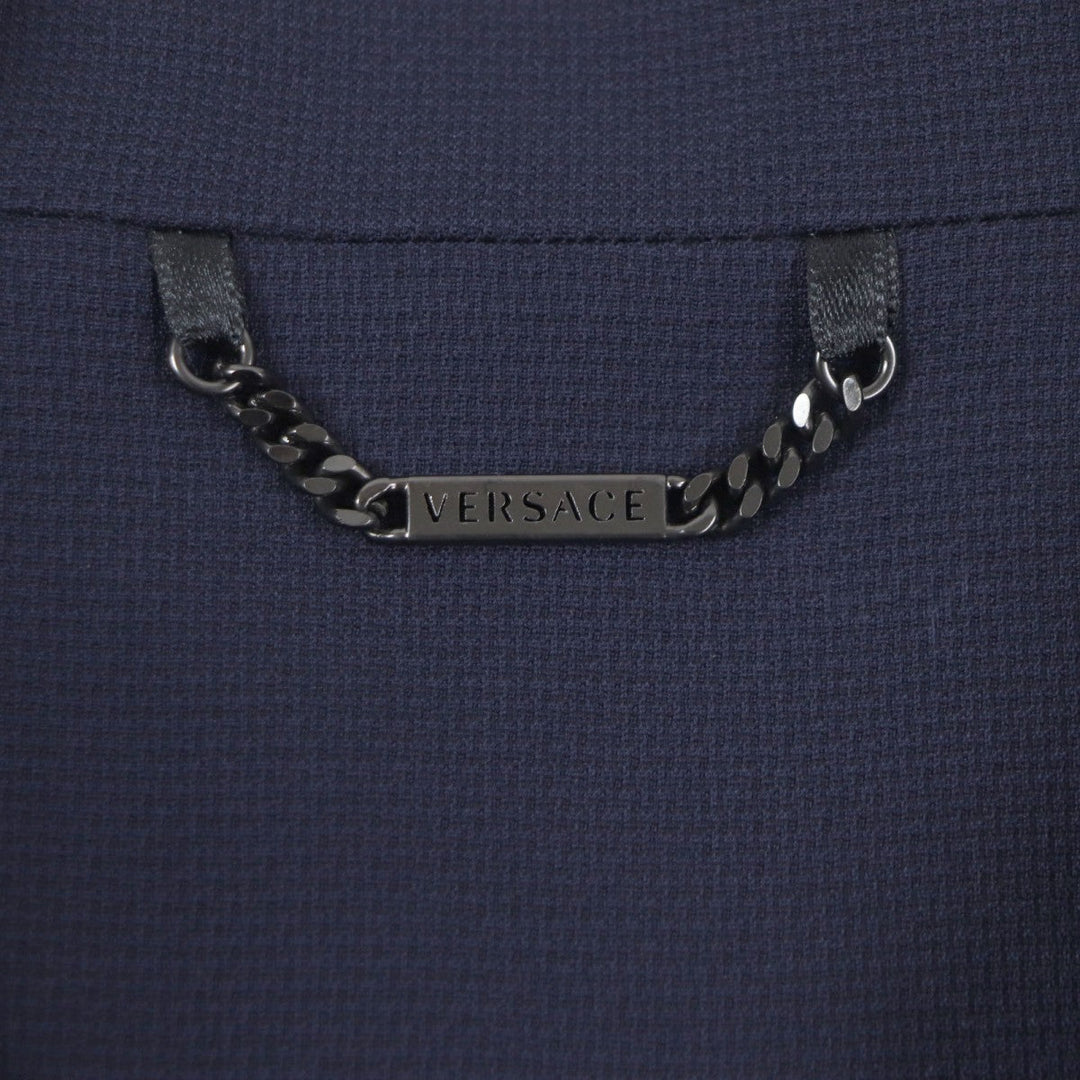 VERSACE Stainless collar coat Outer material: 70% wool, Outer material: 28% cotton, Outer material: 2% polyurethane, Lining: 100% cupra Navy mens 54 Used Authentic