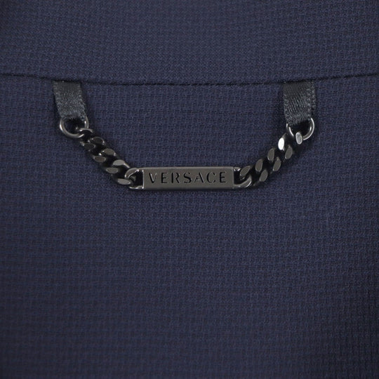 VERSACE Stainless collar coat Outer material: 70% wool, Outer material: 28% cotton, Outer material: 2% polyurethane, Lining: 100% cupra Navy mens 54 Used Authentic