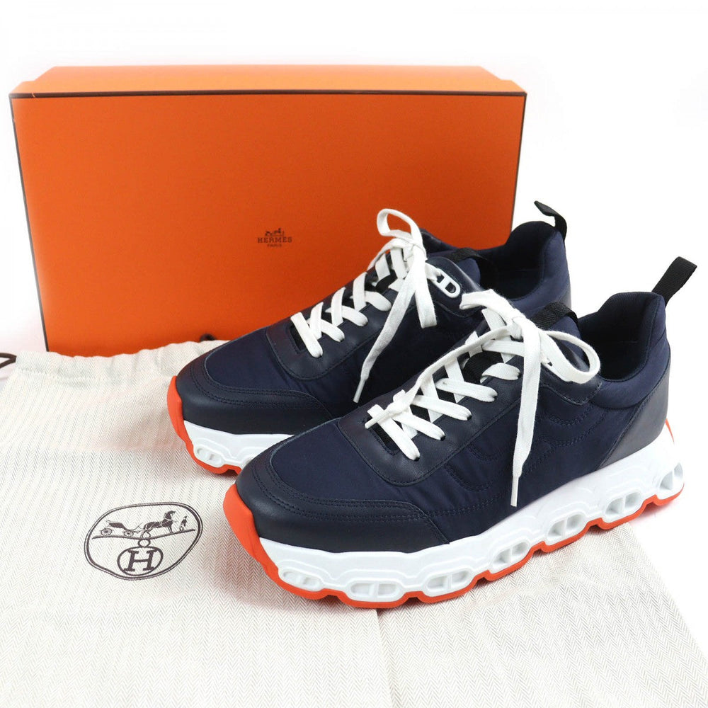 HERMES sneakers leather Navy White Orange Impulse 41