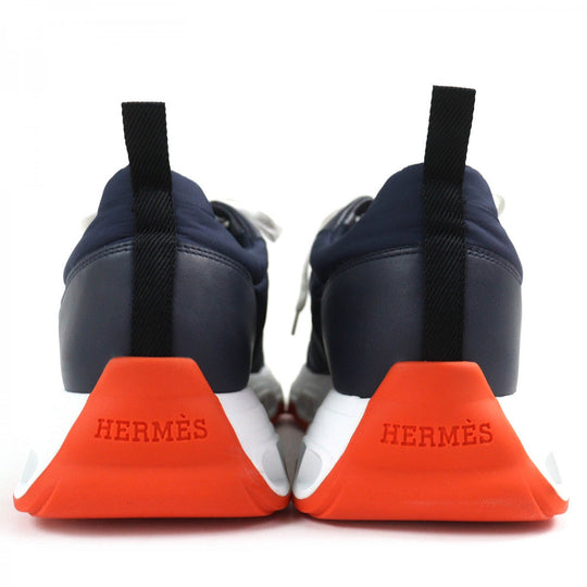 HERMES sneakers leather Navy White Orange Impulse 41