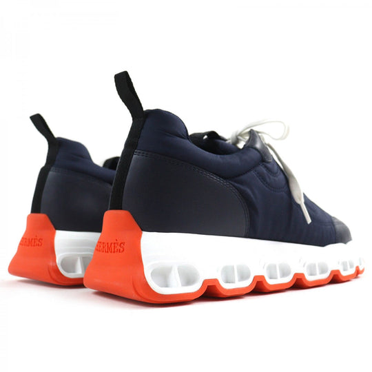 HERMES sneakers leather Navy White Orange Impulse 41