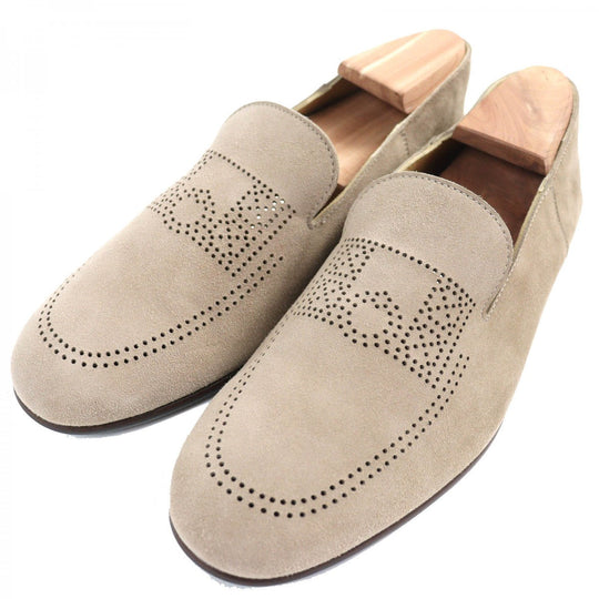 HERMES Moccasin 221980Z Main: Suede leather Beige type Eclipse mens 39.5 Used Authentic