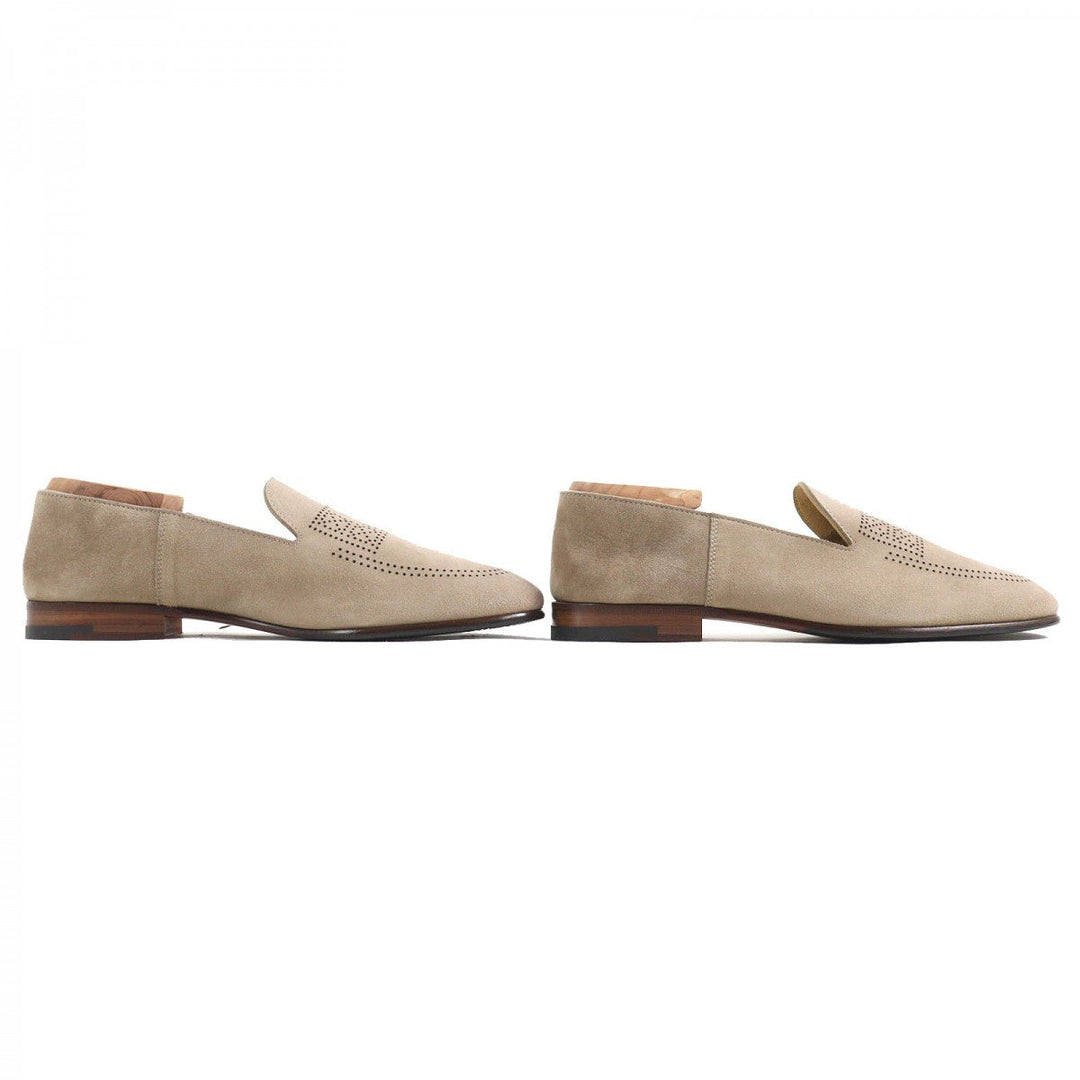HERMES Moccasin 221980Z Main: Suede leather Beige type Eclipse mens 39.5 Used Authentic