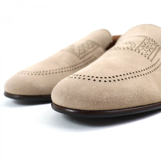 HERMES Moccasin 221980Z Main: Suede leather Beige type Eclipse mens 39.5 Used Authentic