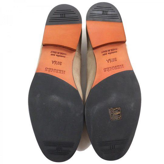 HERMES Moccasin 221980Z Main: Suede leather Beige type Eclipse mens 39.5 Used Authentic