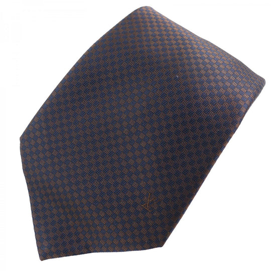 LOUIS VUITTON tie M78748 Main: 100% silk Navy Micro Damier 8CM mens Used Authentic