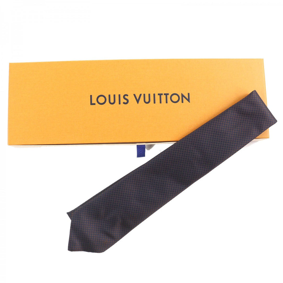 LOUIS VUITTON tie M78748 Main: 100% silk Navy Micro Damier 8CM mens Used Authentic