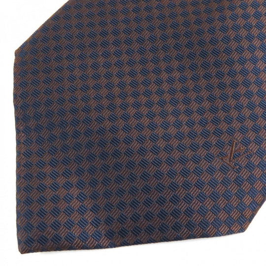 LOUIS VUITTON tie M78748 Main: 100% silk Navy Micro Damier 8CM mens Used Authentic