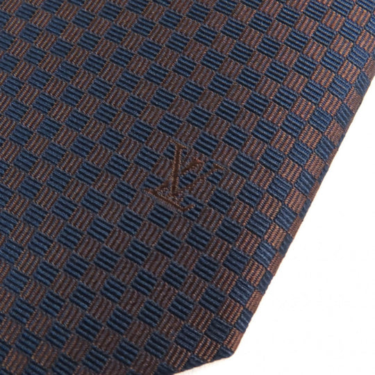 LOUIS VUITTON tie M78748 Main: 100% silk Navy Micro Damier 8CM mens Used Authentic