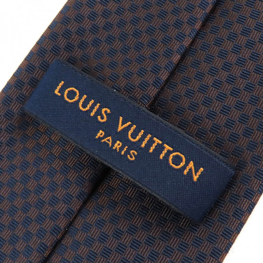 LOUIS VUITTON tie M78748 Main: 100% silk Navy Micro Damier 8CM mens Used Authentic