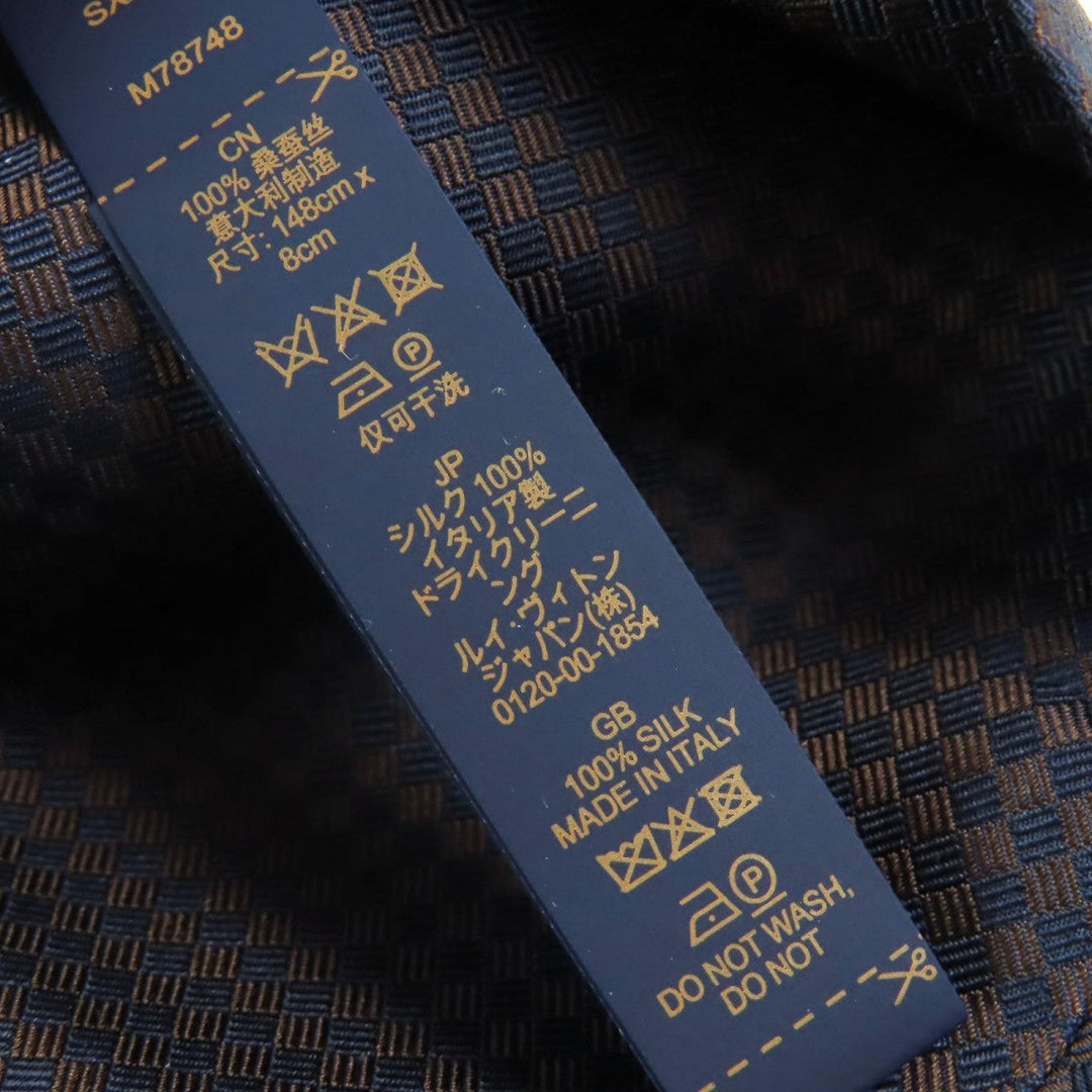 LOUIS VUITTON tie M78748 Main: 100% silk Navy Micro Damier 8CM mens Used Authentic