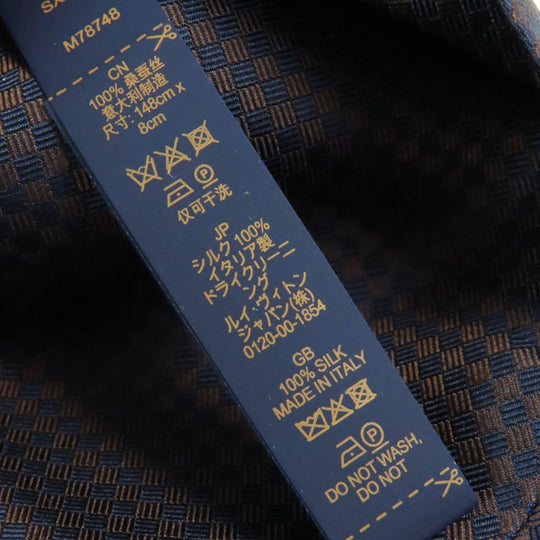 LOUIS VUITTON tie M78748 Main: 100% silk Navy Micro Damier 8CM mens Used Authentic