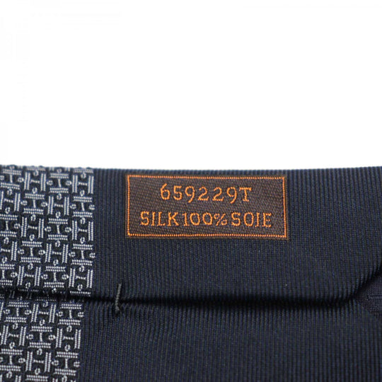 HERMES tie 659229T Main: 100% silk Navy type all-over pattern mens Used Authentic