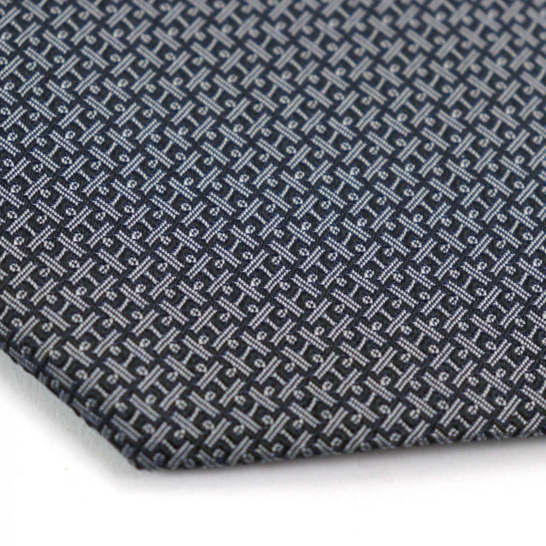 HERMES tie 659229T Main: 100% silk Navy type all-over pattern mens Used Authentic
