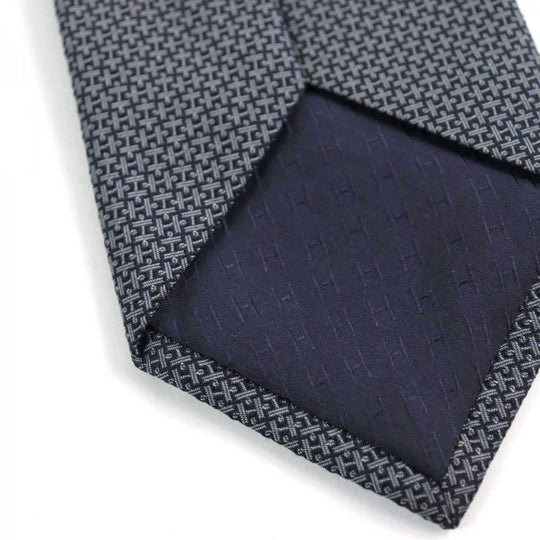 HERMES tie 659229T Main: 100% silk Navy type all-over pattern mens Used Authentic
