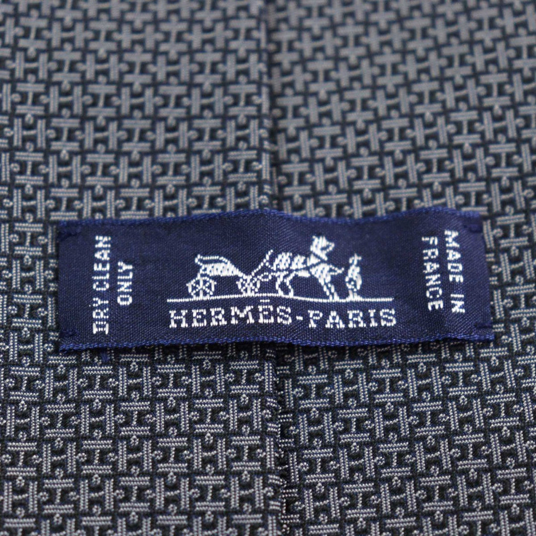 HERMES tie 659229T Main: 100% silk Navy type all-over pattern mens Used Authentic