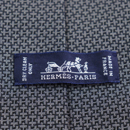HERMES tie 659229T Main: 100% silk Navy type all-over pattern mens Used Authentic