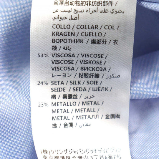 GUCCI Long sleeve shirt 521946 Outer material: 100% cotton, part: 53% rayon, part: 24% silk, part: 23% metal Blue gold mens 41|16 Used Authentic