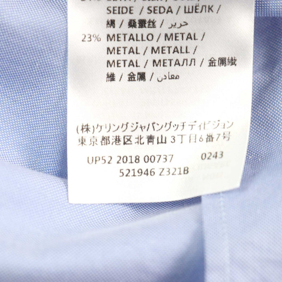 GUCCI Long sleeve shirt 521946 Outer material: 100% cotton, part: 53% rayon, part: 24% silk, part: 23% metal Blue gold mens 41|16 Used Authentic