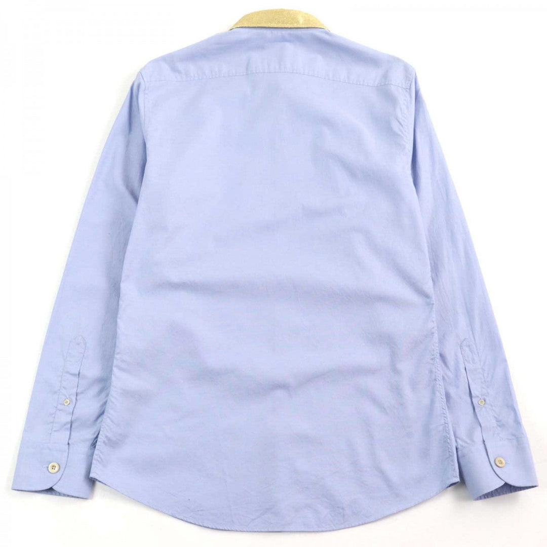 GUCCI Long sleeve shirt 521946 Outer material: 100% cotton, part: 53% rayon, part: 24% silk, part: 23% metal Blue gold mens 41|16 Used Authentic