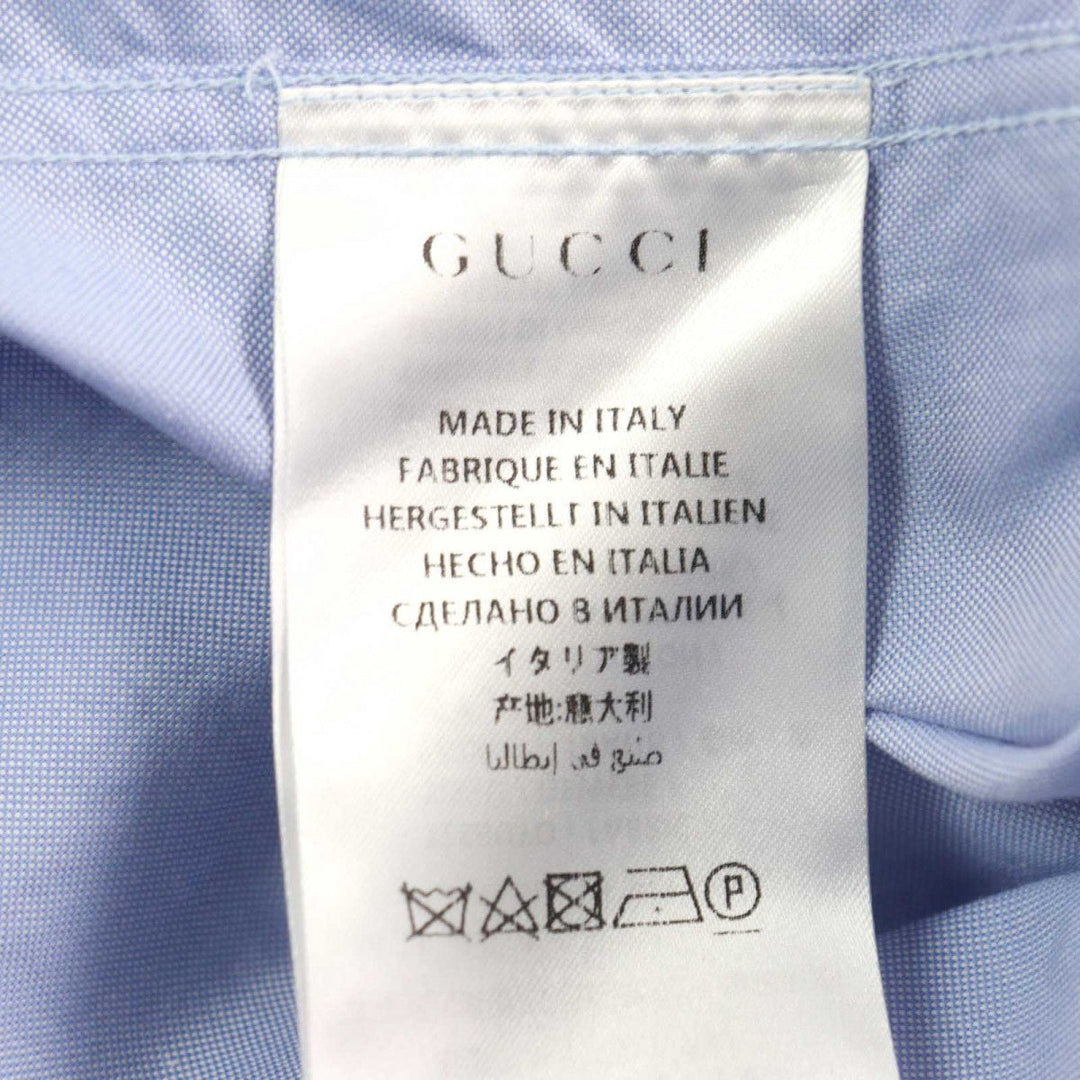 GUCCI Long sleeve shirt 521946 Outer material: 100% cotton, part: 53% rayon, part: 24% silk, part: 23% metal Blue gold mens 41|16 Used Authentic