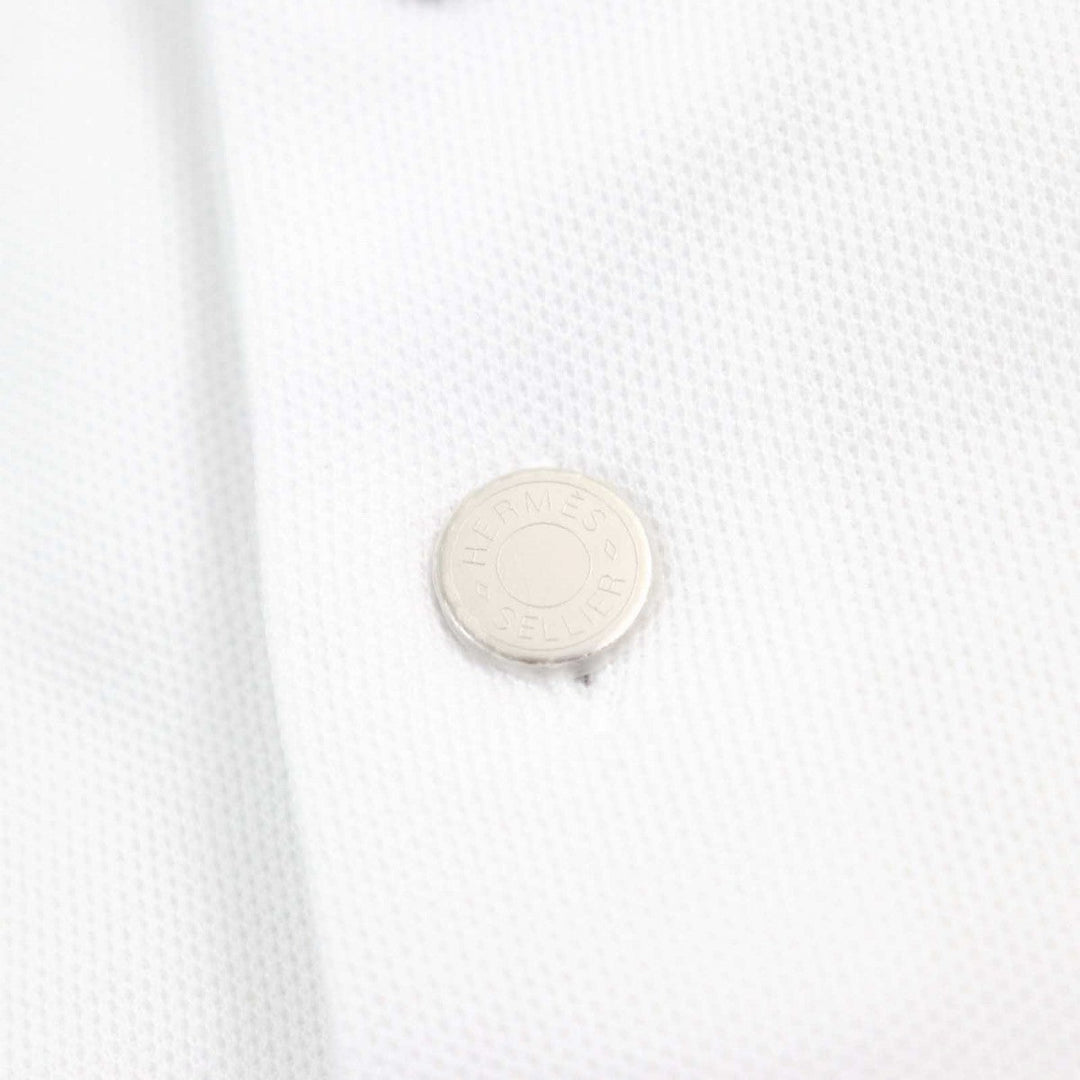 HERMES Short sleeve polo shirt cotton White red Double Jeu XL
