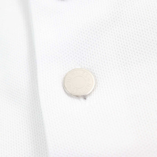 HERMES Short sleeve polo shirt cotton White red Double Jeu XL