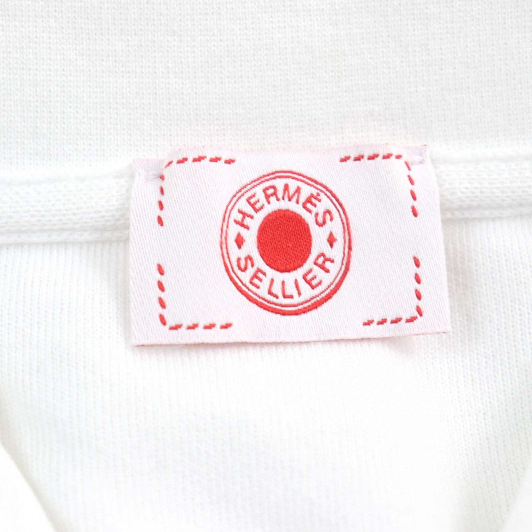 HERMES Short sleeve polo shirt cotton White red Double Jeu XL