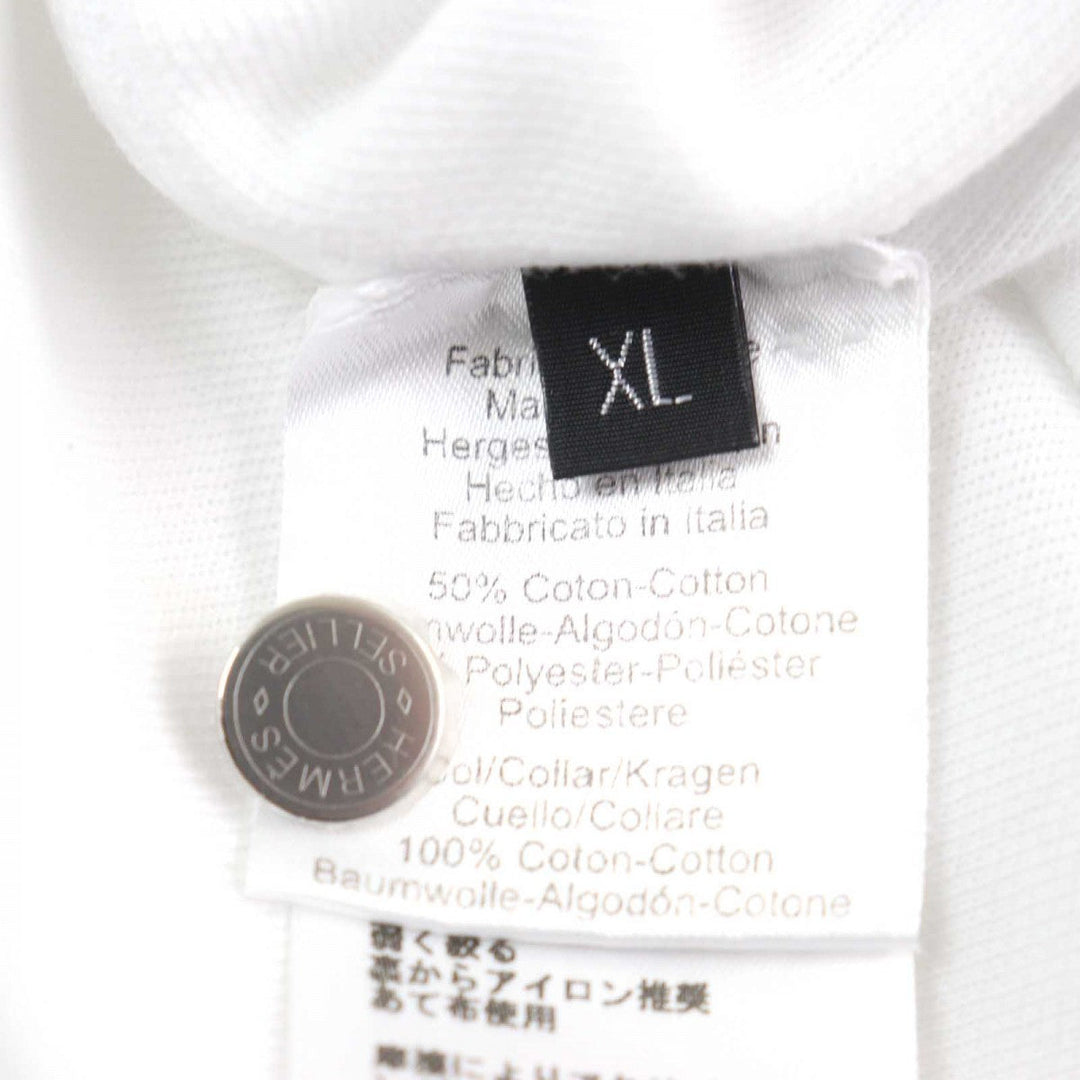 HERMES Short sleeve polo shirt cotton White red Double Jeu XL