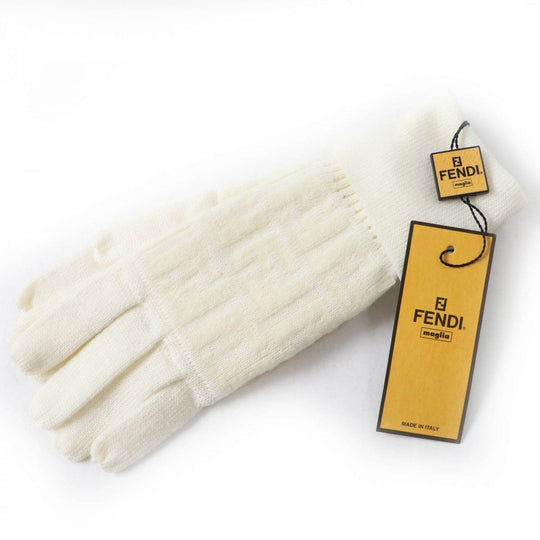 FENDI gloves 00018401 Main: 90% wool, Main: 8% nylon, Main: 2% polyurethane Ivory Women 42 Used Authentic